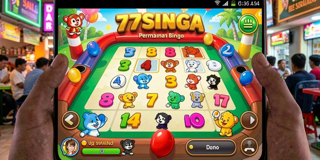 Gameplay seru Bingo di 77SINGA dengan interaksi pemain.