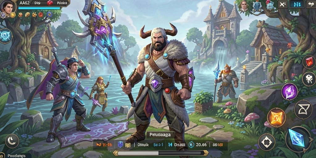 Tampilan epik dari gameplay <strong>AA62</strong> dengan pertarungan seru di dunia fantasi.