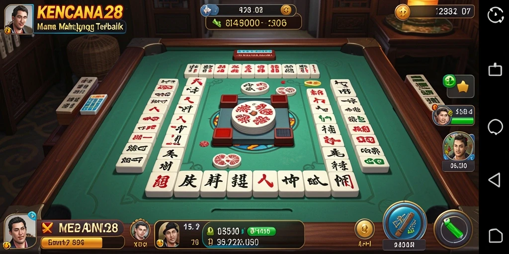 Tampilan gameplay seru dalam KENCANA28 saat bermain Mahjong.