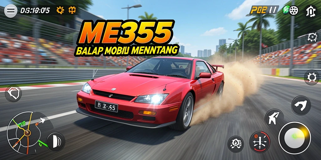 Gameplay menarik dari ME355 dengan mobil balap yang cepat.