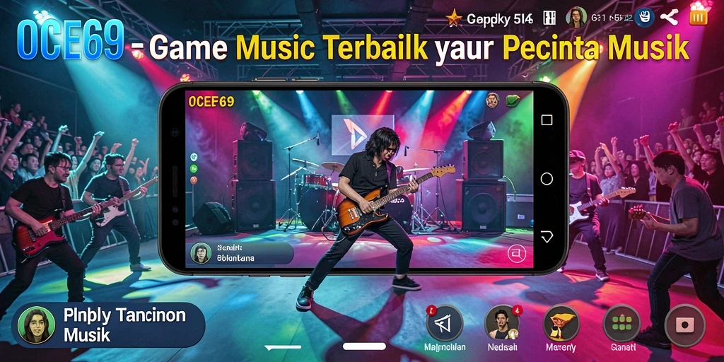 Tampilan gameplay mendebarkan dari OCE69 yang menampilkan berbagai lagu populer.