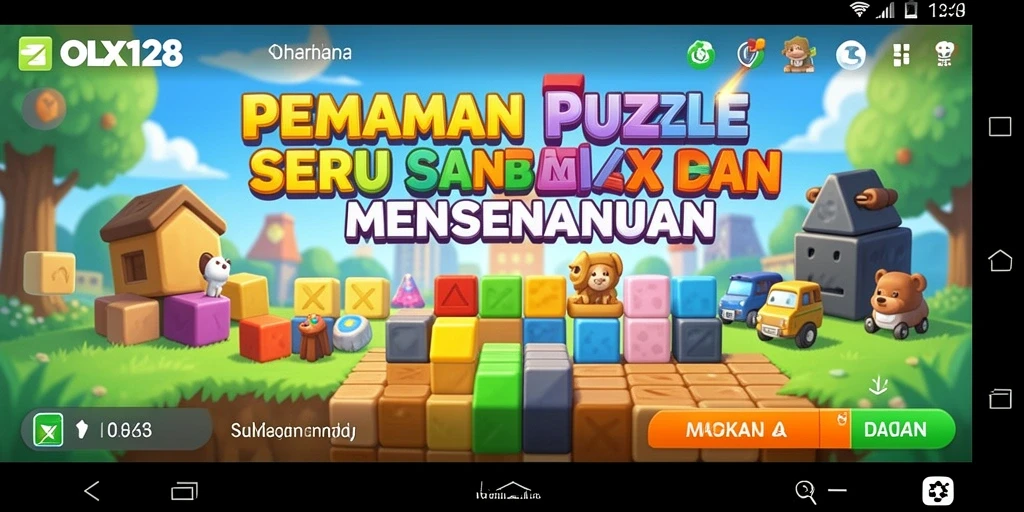 Tampilan gameplay OLX128 yang menarik menunjukkan berbagai level Puzzle.