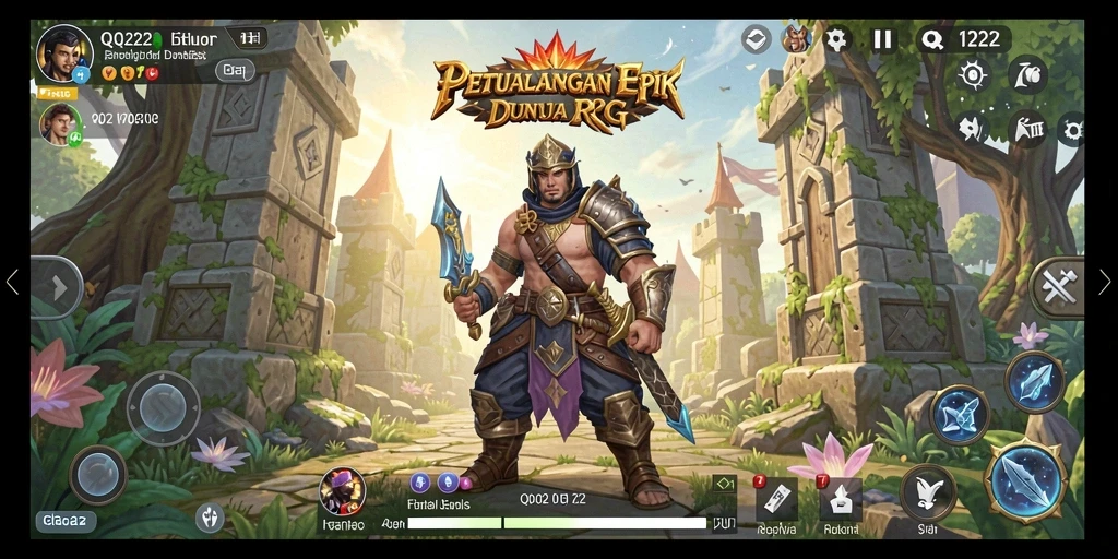 Tampilan screenshot QQ222 yang menunjukkan aksi seru dalam pertempuran RPG.