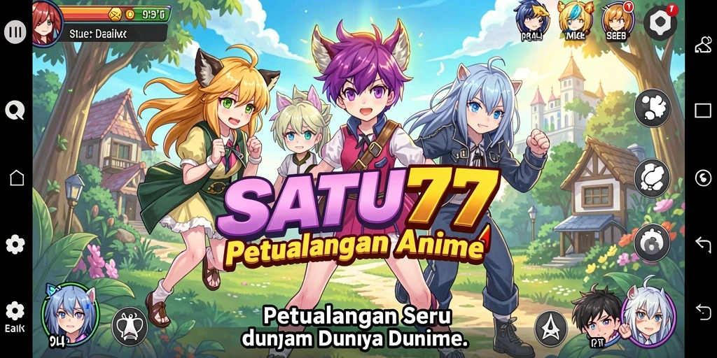 Tampilan gameplay <strong>SATU77</strong> yang menampilkan karakter anime dalam pertarungan seru.
